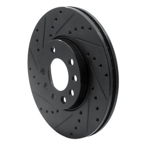 Cadillac BLS Brake Rotor (1) - Front Left - R1 Concepts - Drilled & Slotted - Black - `03-`11